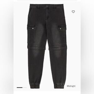 SER.O.YA mens JOHN RELAXED CARGO PANTS black stretch jeans Revolve 34